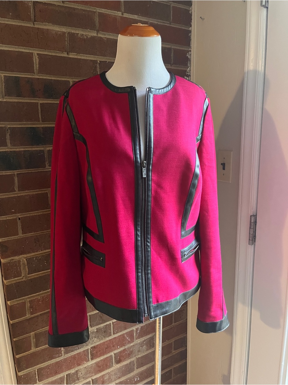 Carlisle Hot Pink Zip-Front Jacket with Black Trim